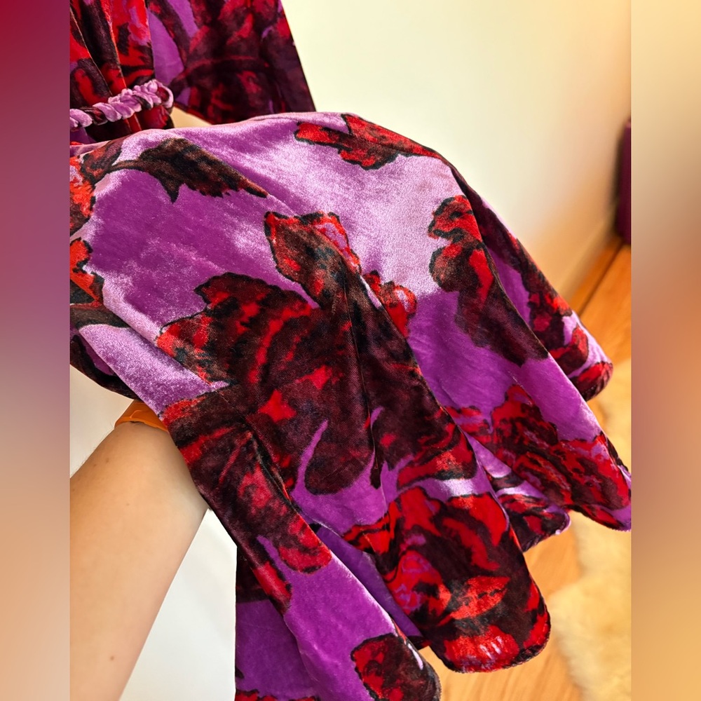 Rhode Ella Mini Dress in Purple Floral Velvet XS - Picture 7 of 7